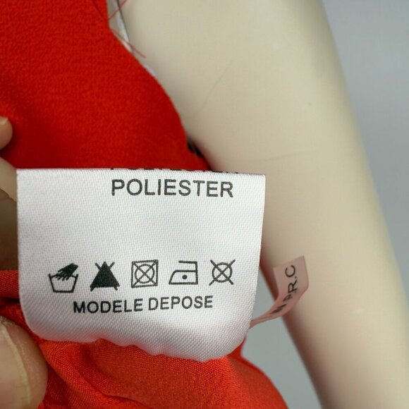 LA PETITE ÉTOILE Paris Openback Bow Neck Frill Shoulders Red Sleeveless Dress S - Picture 8 of 10